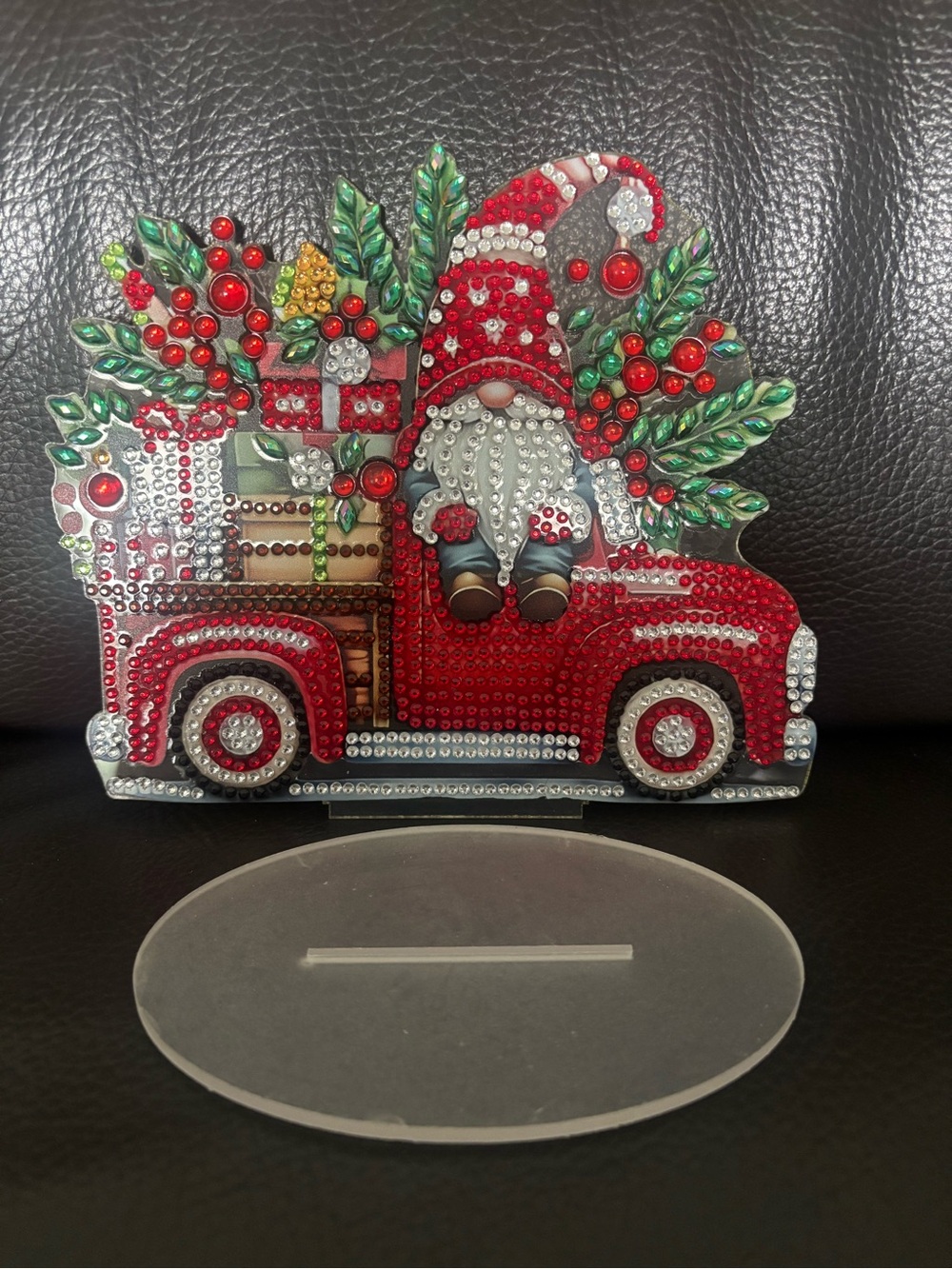 Hand Crafted Christmas Gnome Vintage Red Truck Decorative Accent - Picture 3 of 5